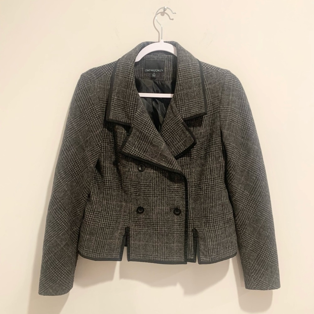 Cynthia Rowley gray wool blend cropped blazer